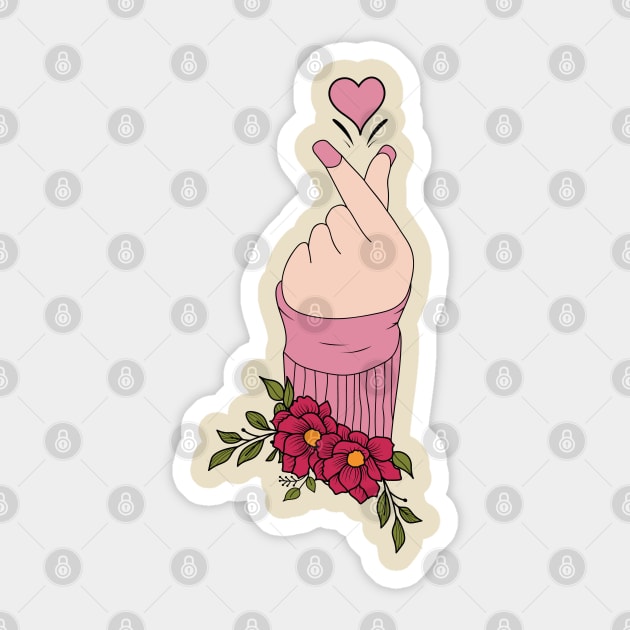 Korean Finger Heart Symbol Kpop Love Aesthetic Sticker by uncommontee